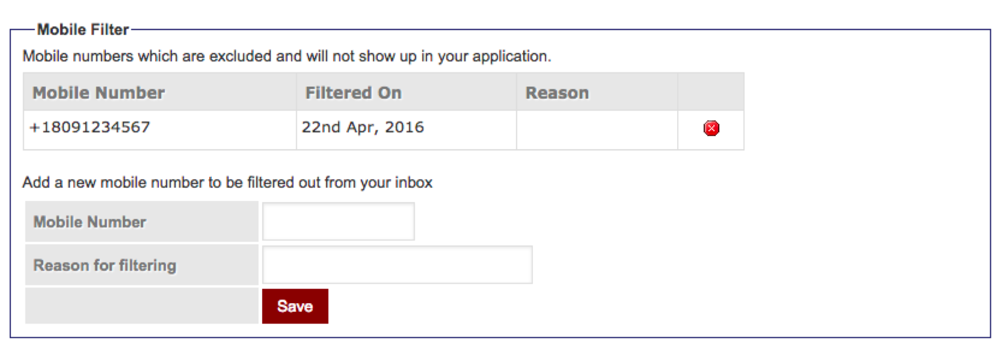 Screenshot of New Messages area in Mobile Studio
