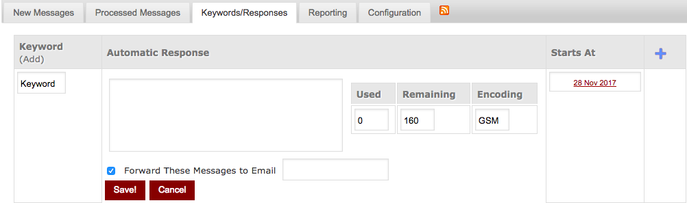 Screenshot of New Messages area in Mobile Studio
