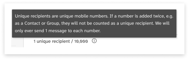 colourful screenshot showing options to add recipients when sending a New Message in Web2SMS